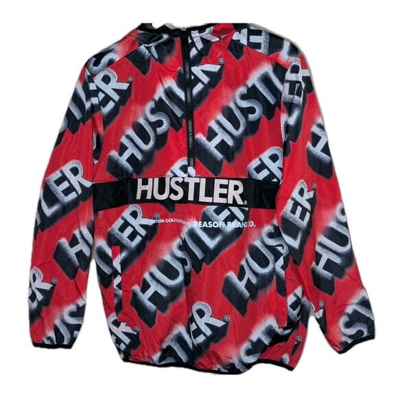 NWT HUSTLER Reason Windbreaker Red Sz Med Aop Street Wear Skateboarding Jacket - Picture 1 of 4